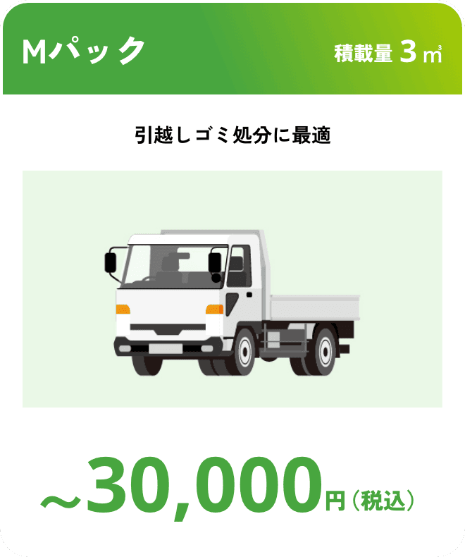 Mパック こんな時におすすめ：引越しゴミ処分に最適 積載量3㎥ 〜30,000円（税込）
