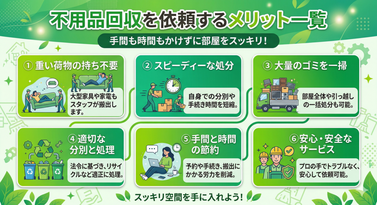 不用品回収を依頼するメリット一覧