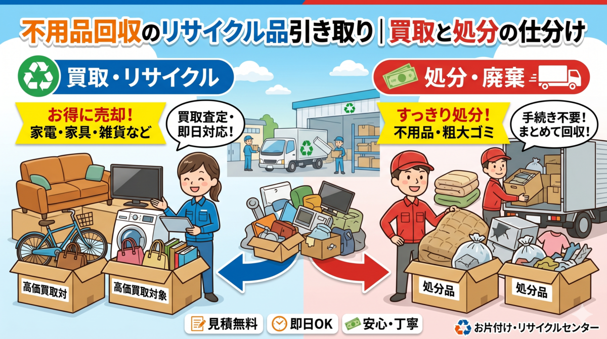 不用品回収のリサイクル品ひきとり