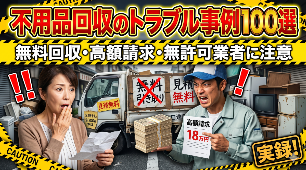 不用品回収のトラブル事例100選｜無料回収・高額請求・無許可業者に注意