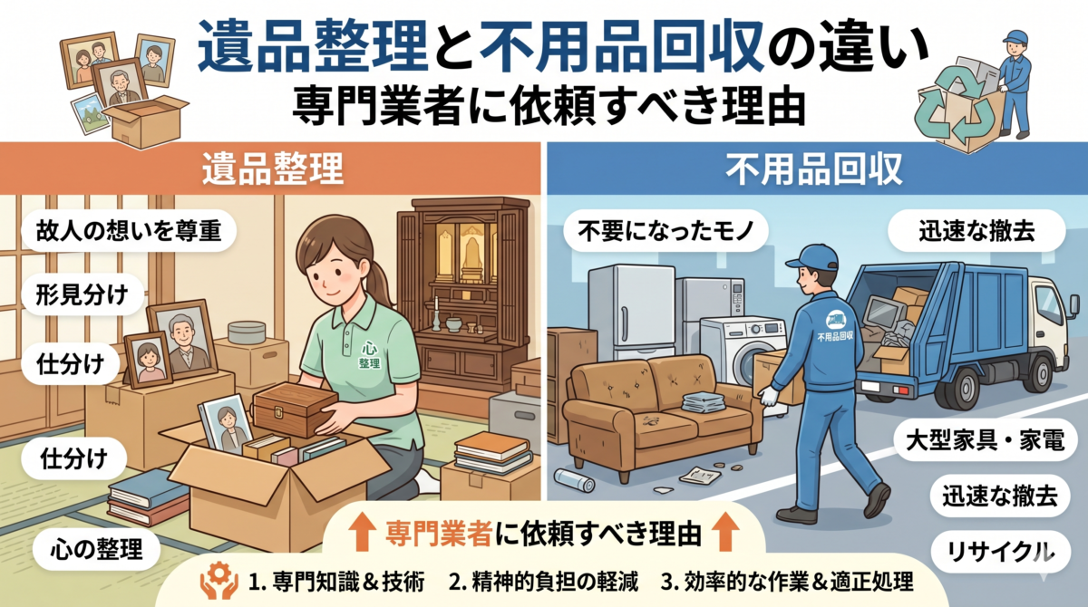 遺品整理と不用品回収の違い｜専門業者に依頼すべき理由