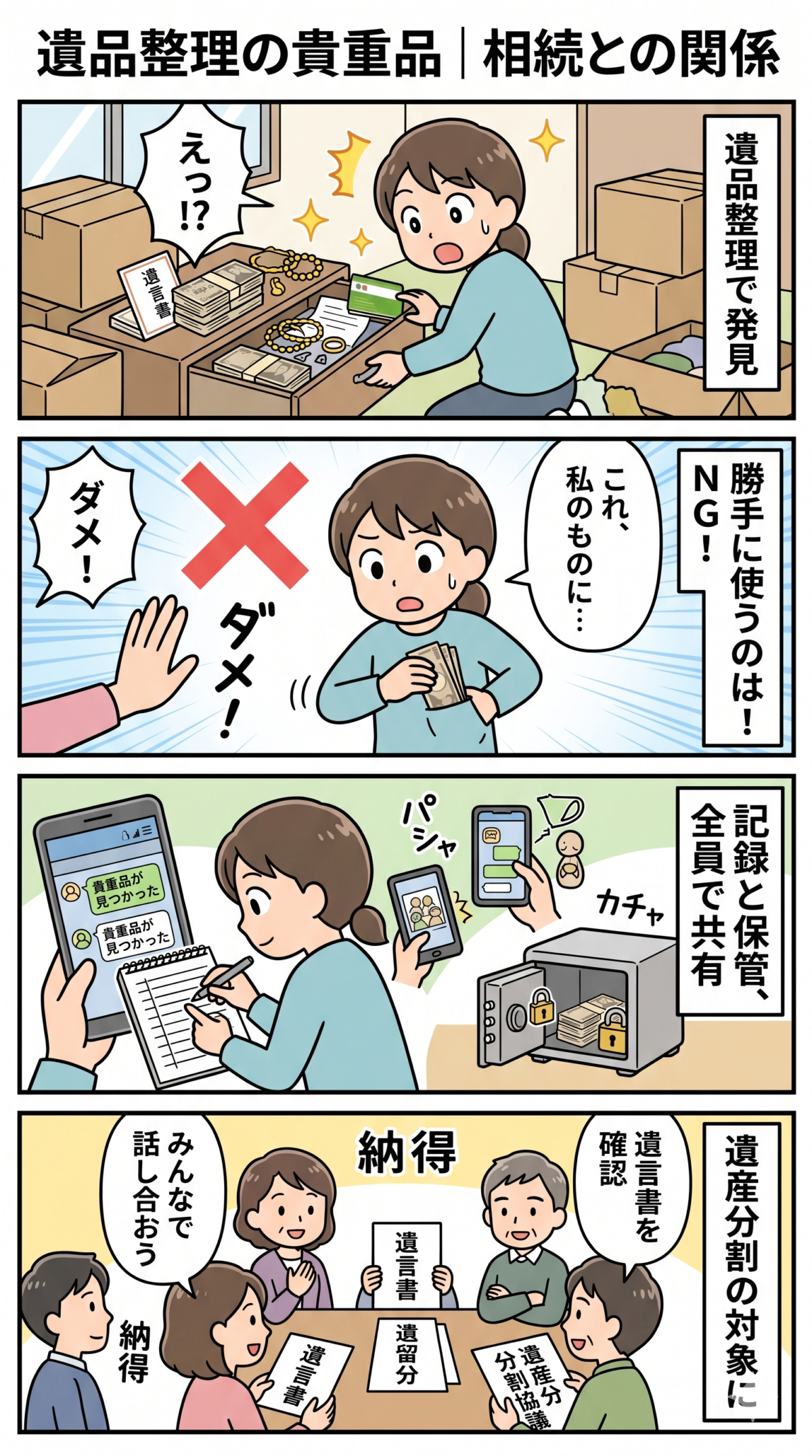 遺品整理で見つかった貴重品の扱い|相続との関係