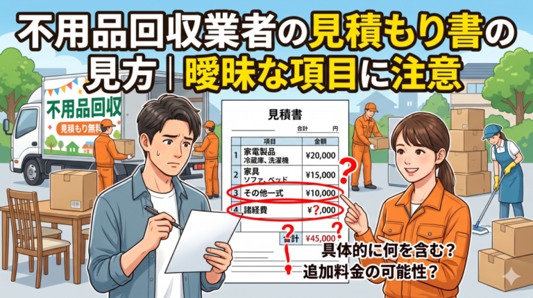 不用品回収の見積もり書の見方｜追加料金と曖昧項目の注意点