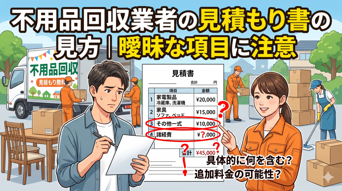 不用品回収の見積もり書の見方｜追加料金と曖昧項目の注意点