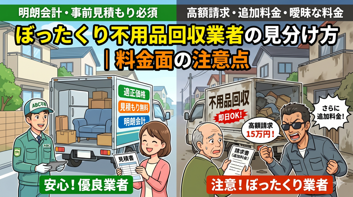 ぼったくり不用品回収業者の見分け方｜料金面の注意点