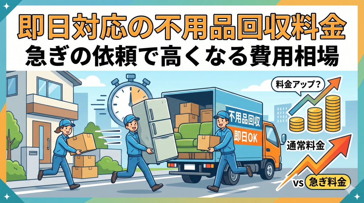即日対応の不用品回収料金｜急ぎの依頼で高くなる費用相場