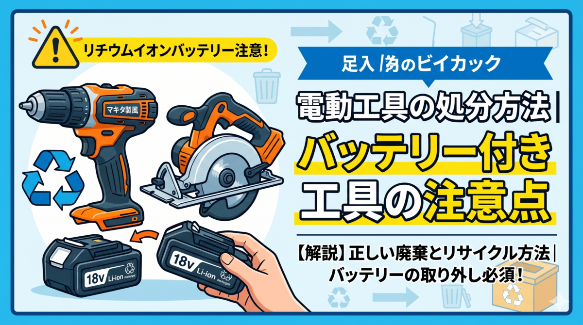 電動工具の処分方法｜バッテリー付き工具の注意点