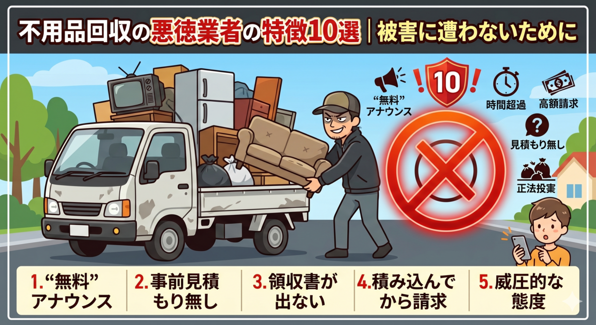 不用品回収の悪徳業者の特徴10選｜被害に遭わないために