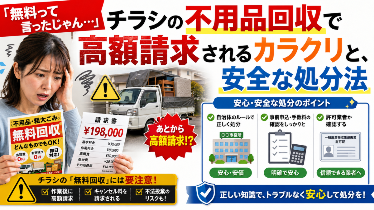 「無料って言ったじゃん…」チラシの不用品回収で高額請求されるカラクリと、安全な処分法