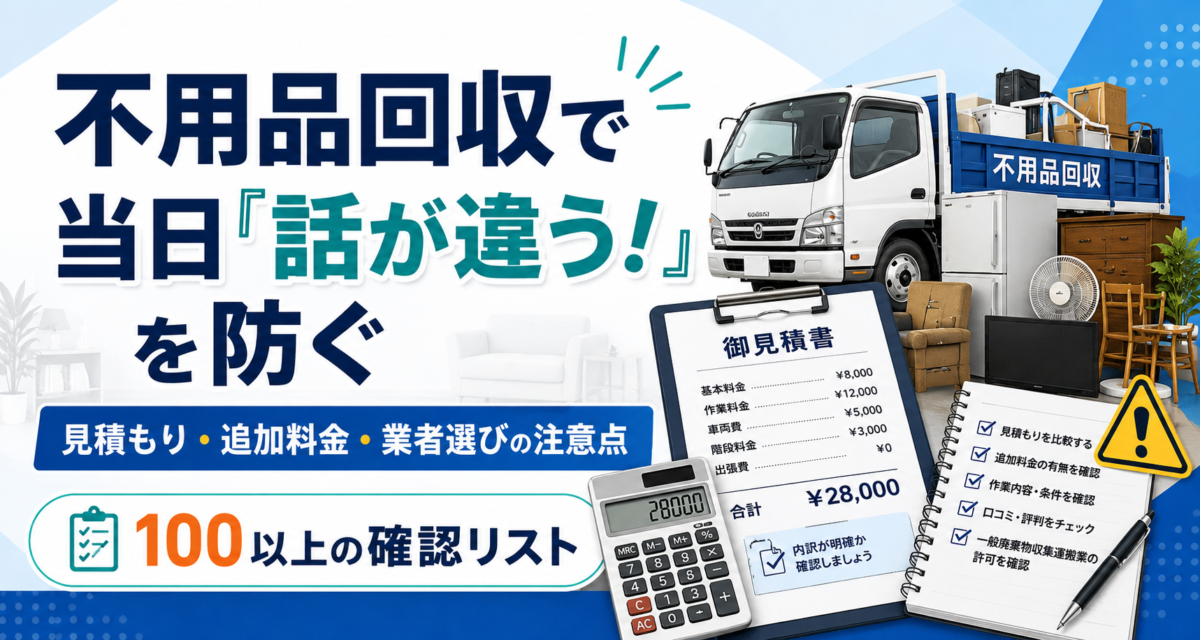 【見積もり書の闇】不用品回収で当日「話が違う！」とならないための見方・注意点