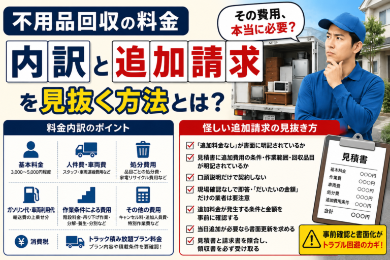 【見積もり前の必読書】不用品回収の料金内訳を徹底解説！怪しい追加請求を見抜く方法