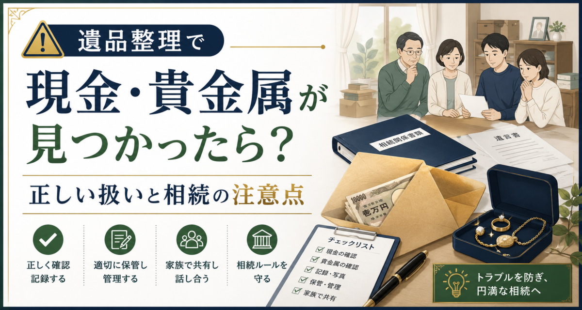 ネコババ厳禁！遺品整理で見つかった現金や貴金属、正しい扱い方と相続手続き