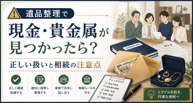 ネコババ厳禁！遺品整理で見つかった現金や貴金属、正しい扱い方と相続手続き
