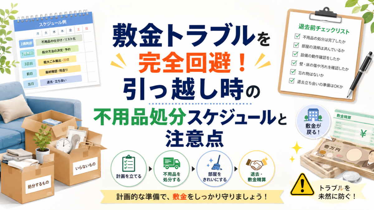 敷金トラブルを完全回避！引っ越し時の不用品処分スケジュールと注意点