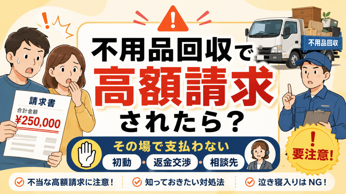 払う前に止めて！不用品回収の高額請求、正しい相談先と全額返金を勝ち取る手順