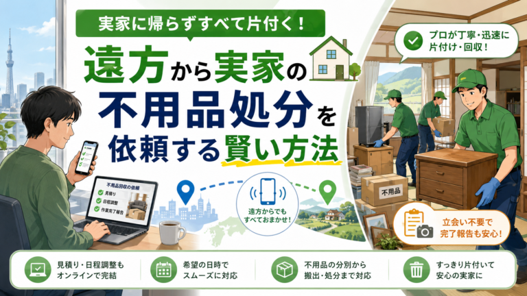 実家に帰らずすべて片付く！遠方から実家の不用品処分を依頼する賢い方法