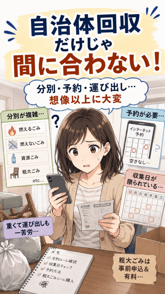 大型家具も家電もまとめて回収できる不用品回収サービスの漫画