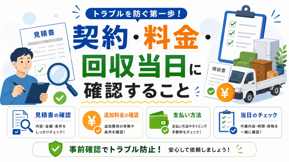 契約・料金・回収当日に確認すること