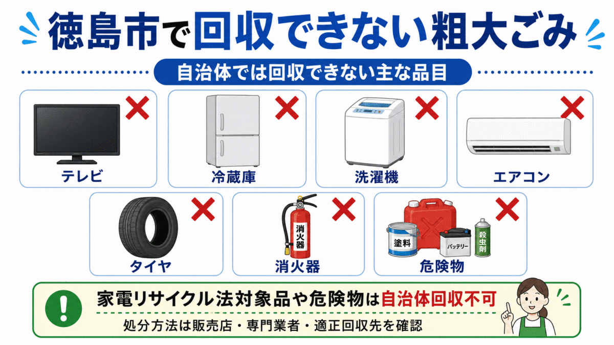 徳島市で回収できない粗大ごみ