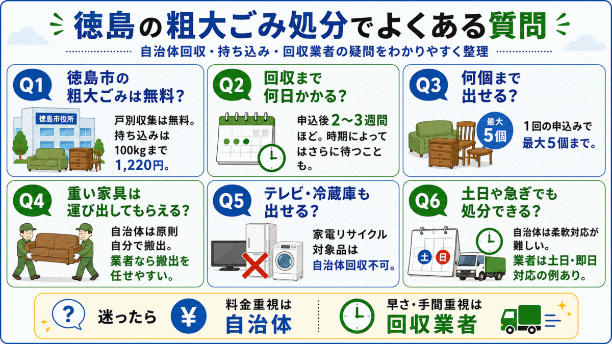 徳島の粗大ごみ処分でよくある質問